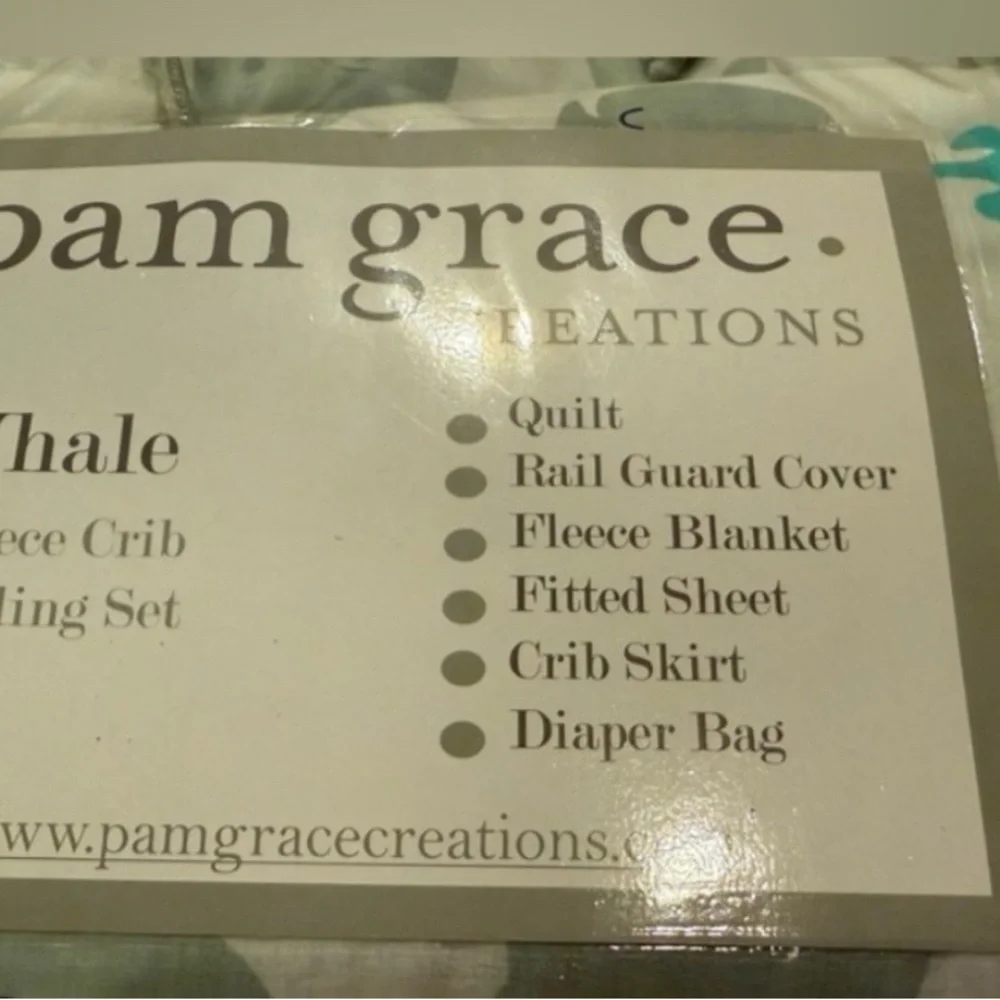 PAM GRACE Whale Baby 6 piece crib Set NIP